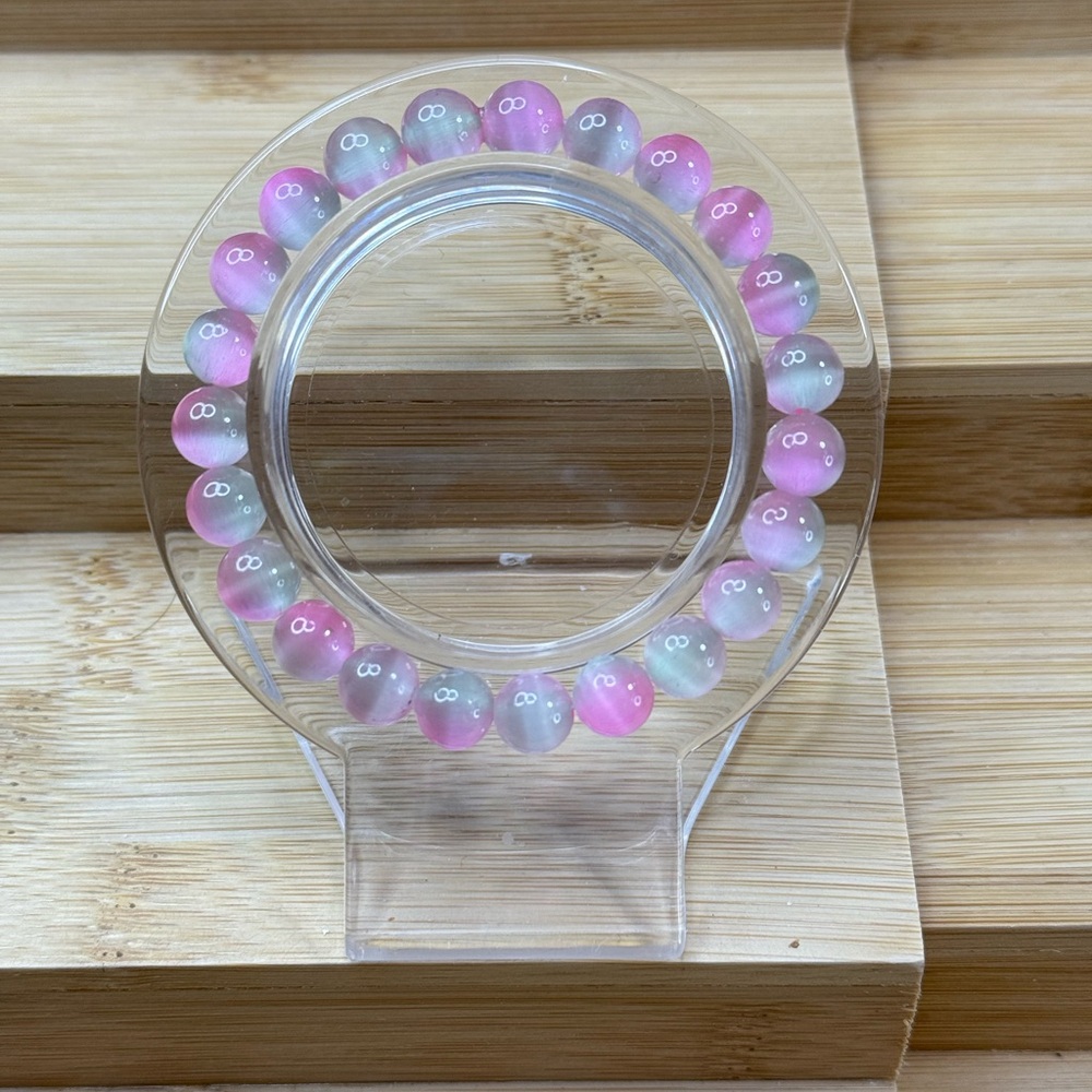 Pink & Light Blue Bead Stretch Bracelet - Women Jewelry